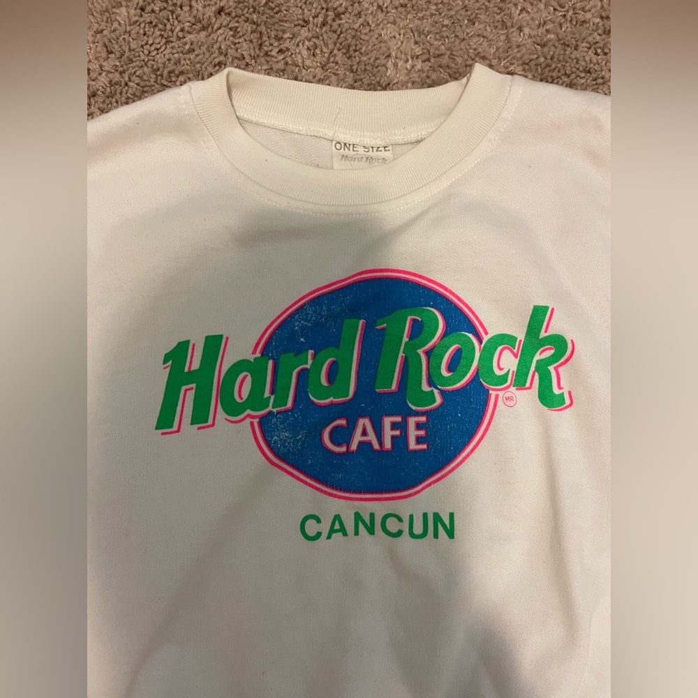 Hard Rock Cafe Cancun White Crewneck Sweatshirt